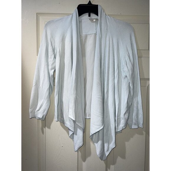 Ted Baker London Light Blue Silk Blend Waterfall Front Cropped Cardigan  Size M - Picture 1 of 8